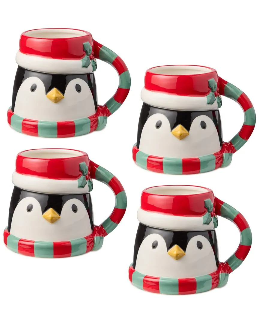 Christmas Whimsy Penguin 3D Mug Set - Multicolor, Ceramic