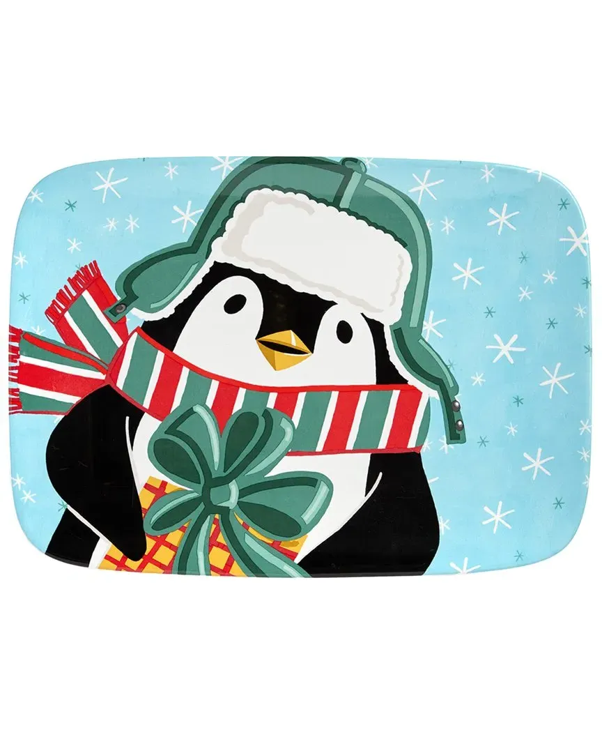 Christmas Whimsy Penguin Rectangular Platter - Multicolor, Ceramic