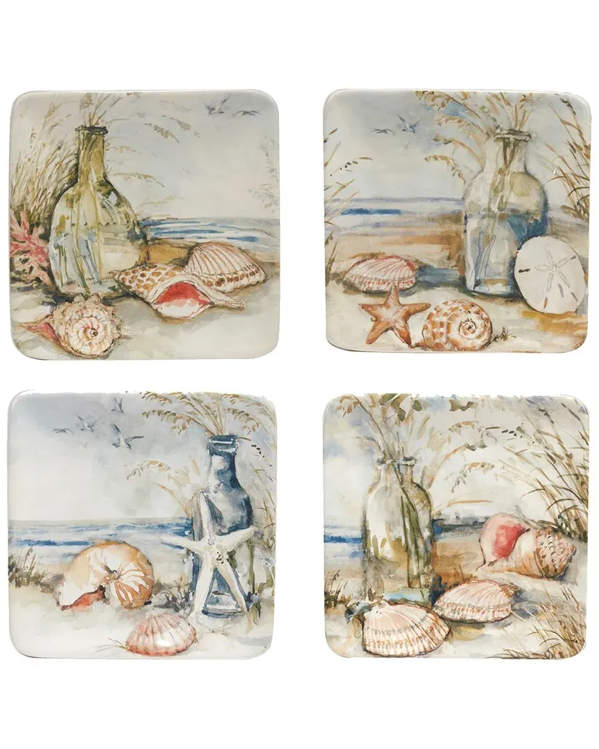 Coastal Landscape Canape Plates Set of 4 - Blue image