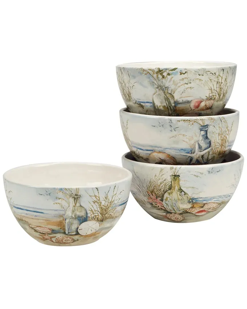 Coastal Landscape Ice Cream Bowls Set of 4 - Blue