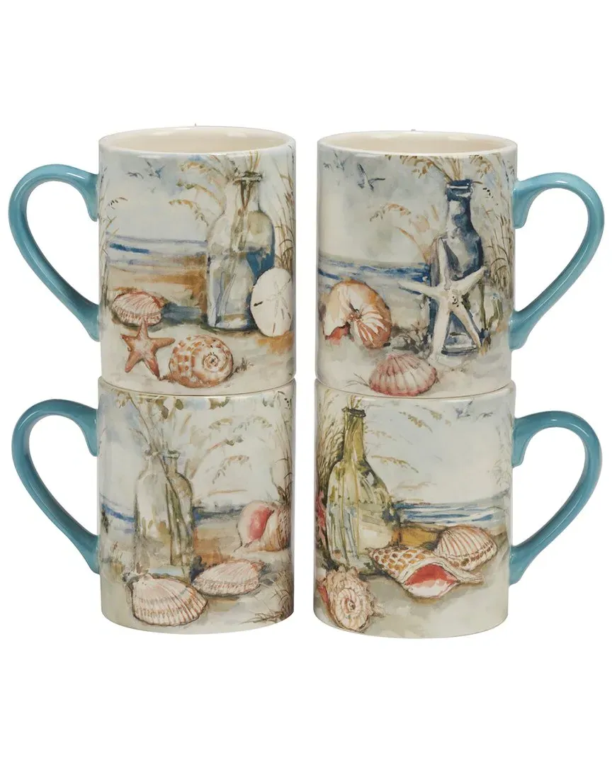 Coastal Landscape Mugs Set of 4 - Blue