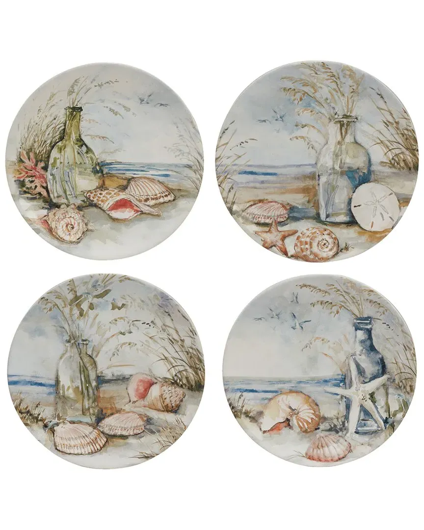 Coastal Landscape Salad Plates Set of 4 - Blue