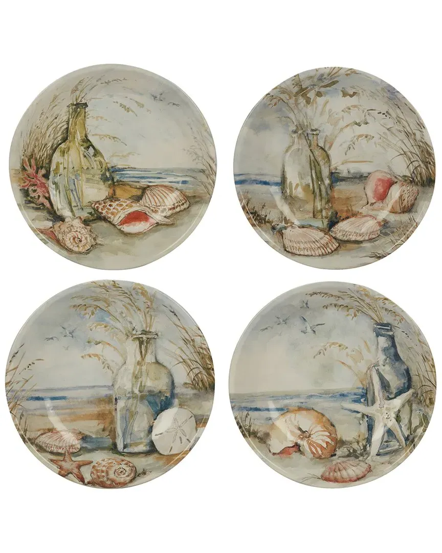 Coastal Landscape Soup Bowls Set of 4 - Blue