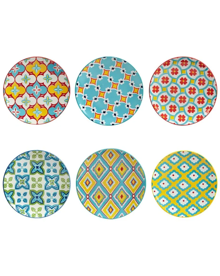 Damask Floral Set of 6 Canape Plates - Assorted image