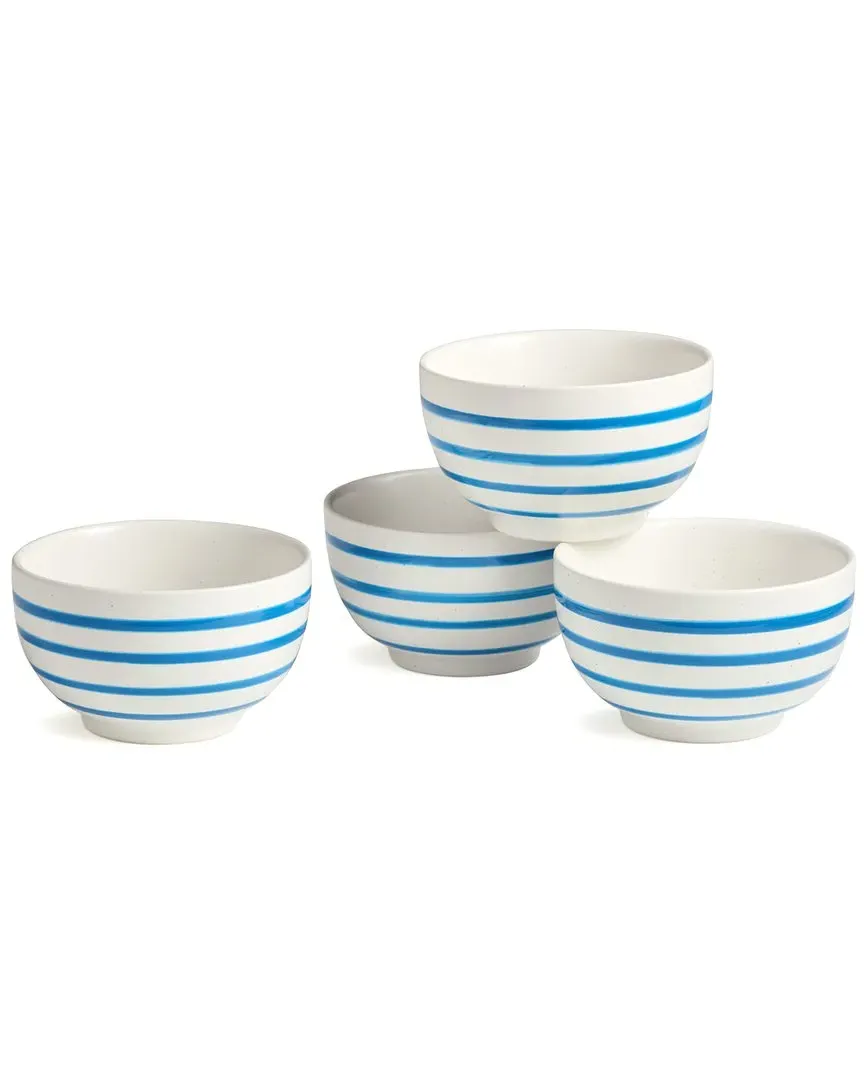 Dockside Blue Set of 4 Ice Cream Bowls - Blue, Stoneware