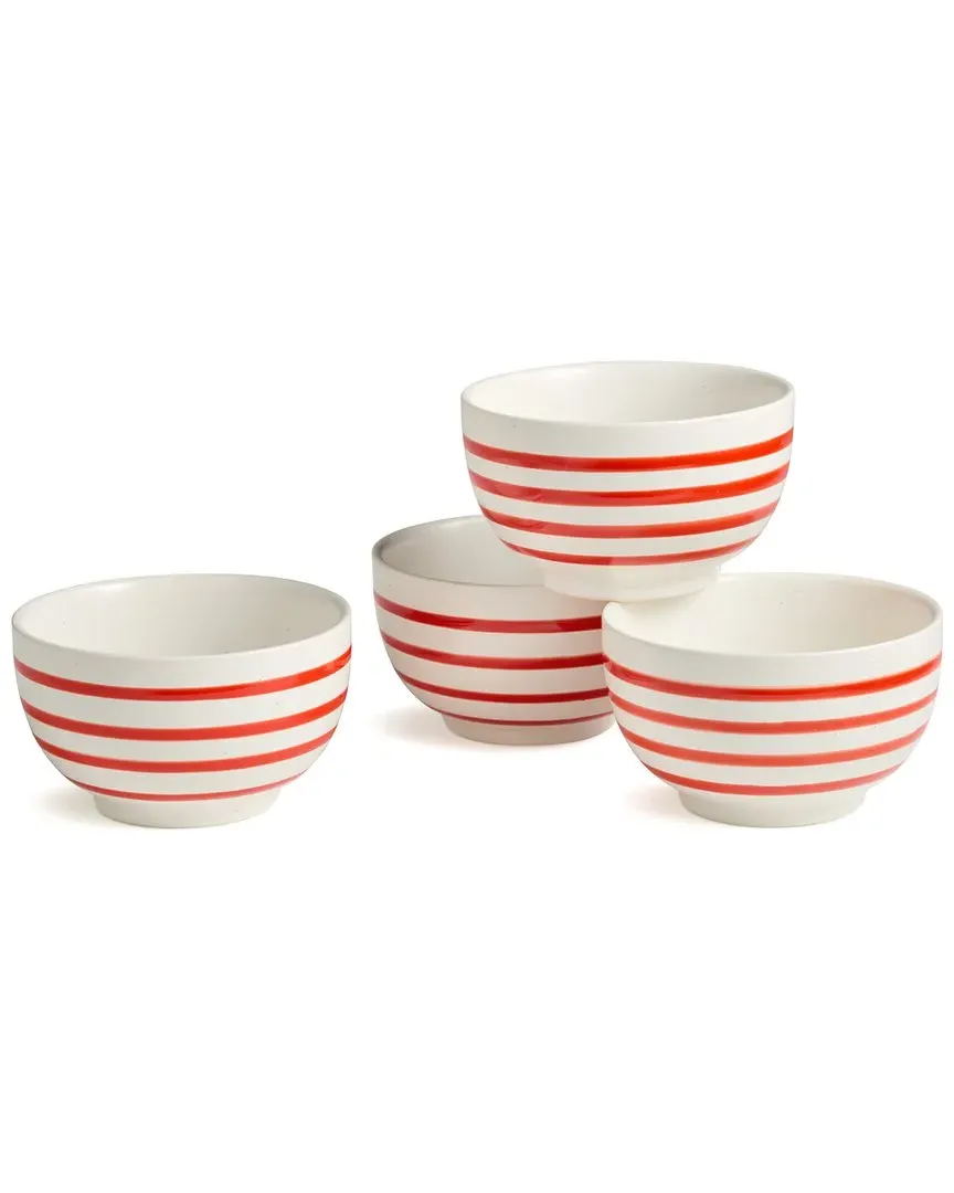 Dockside Red Set of 4 Ice Cream Bowls - Red, Stoneware