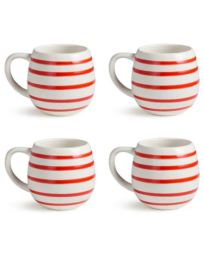 Dockside Red Set of 4 Mugs - Red, Stoneware