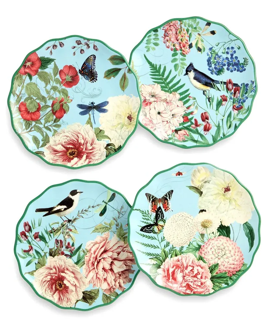 Flora Set of 4 Canape Plates - Multicolor, Ceramic image