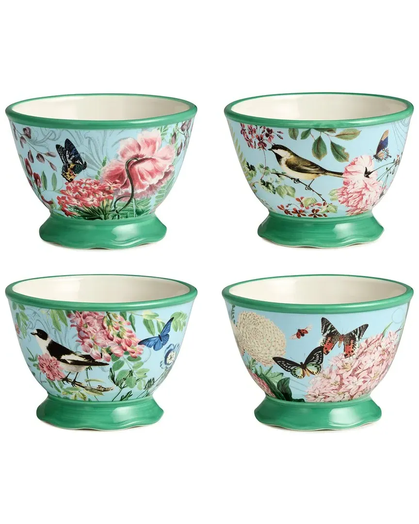 Flora Set of 4 Pedestal Ice Cream Bowls - Multicolor, Ceramic