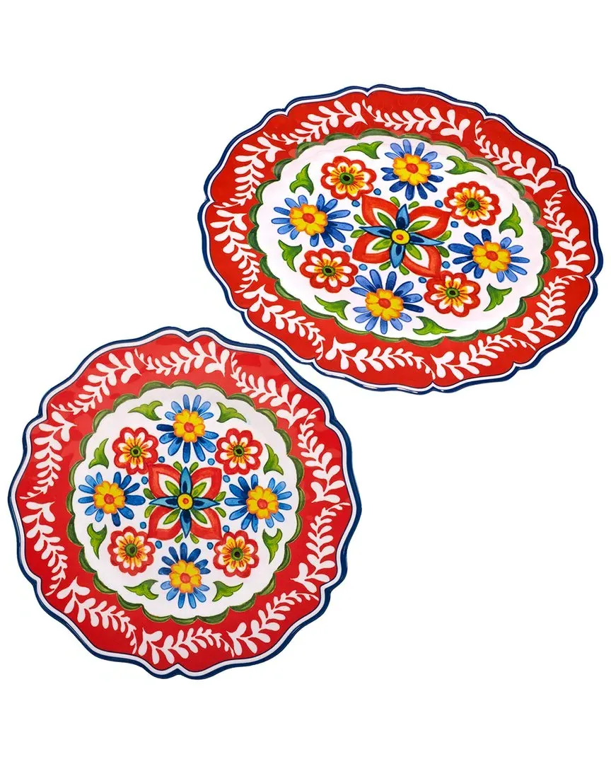 Flores 2pc Melamine Platter Set - Multicolor image