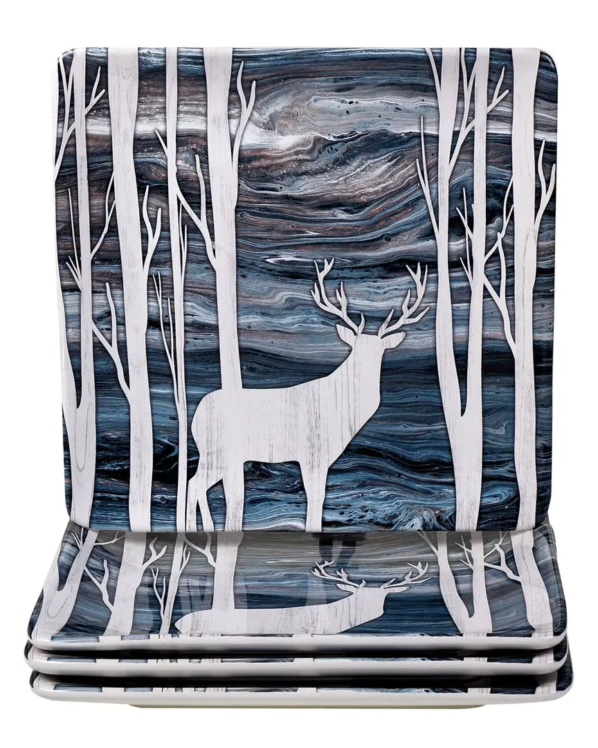 Fluidity Lodge Set of 4 Dinner Plates - Multicolor, Ceramic image