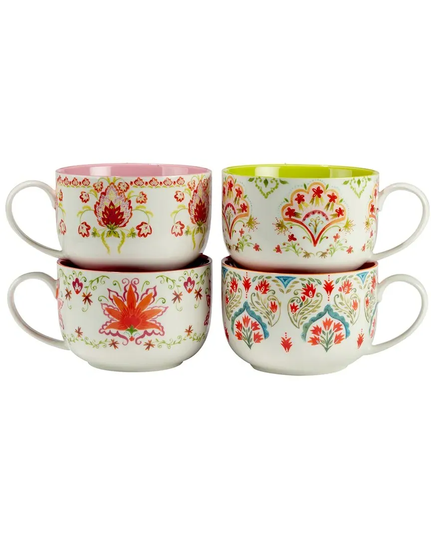 Francesca Set of 4 Jumbo Cups - Multicolor, Porcelain