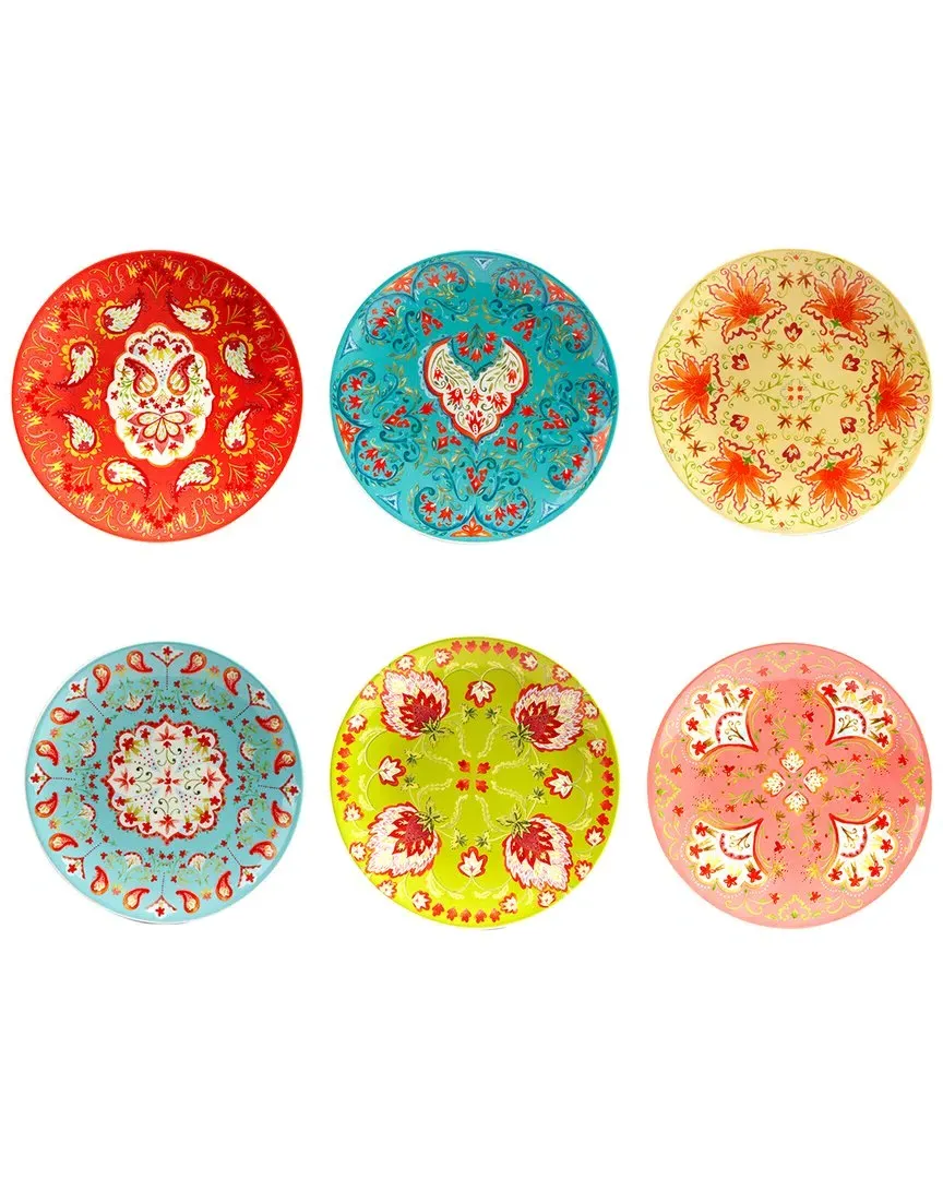 Francesca Set of 6 Salad Plates - Multicolor, Porcelain image