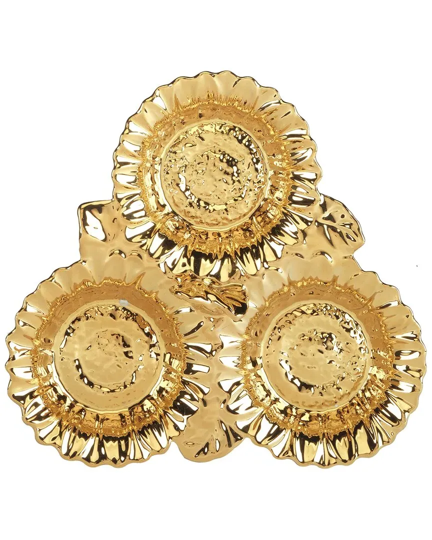 Gold Coast 3D Sunflower 3 Section Server - Gold, Porcelain image