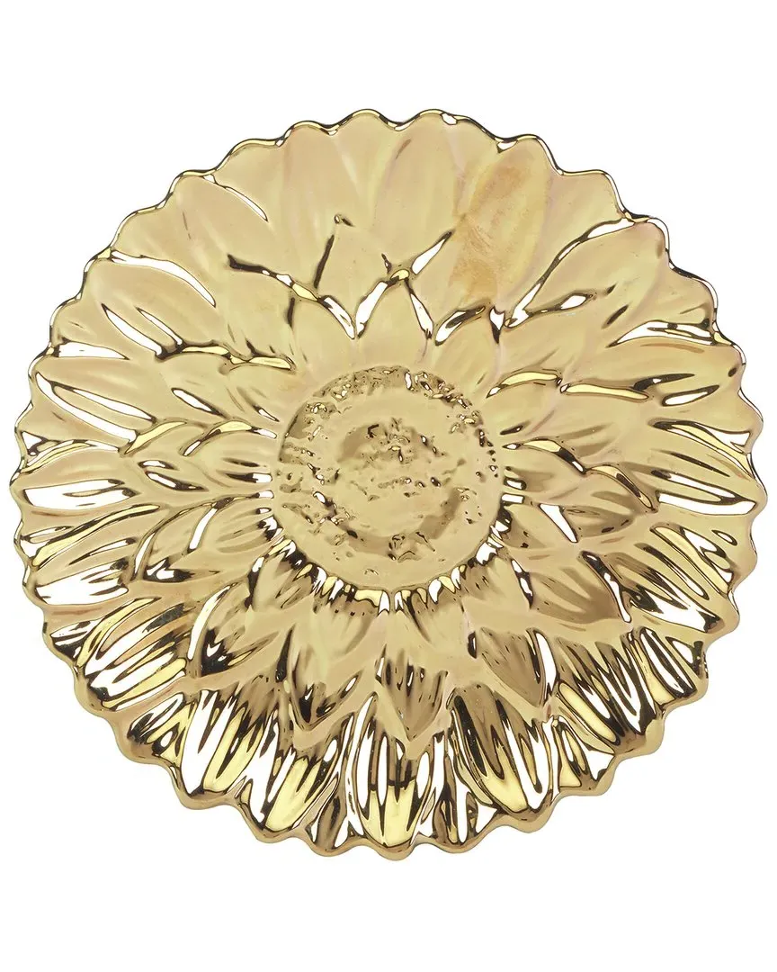 Gold Coast 3D Sunflower Dessert Plates Set of 4 - Gold, Porcelain