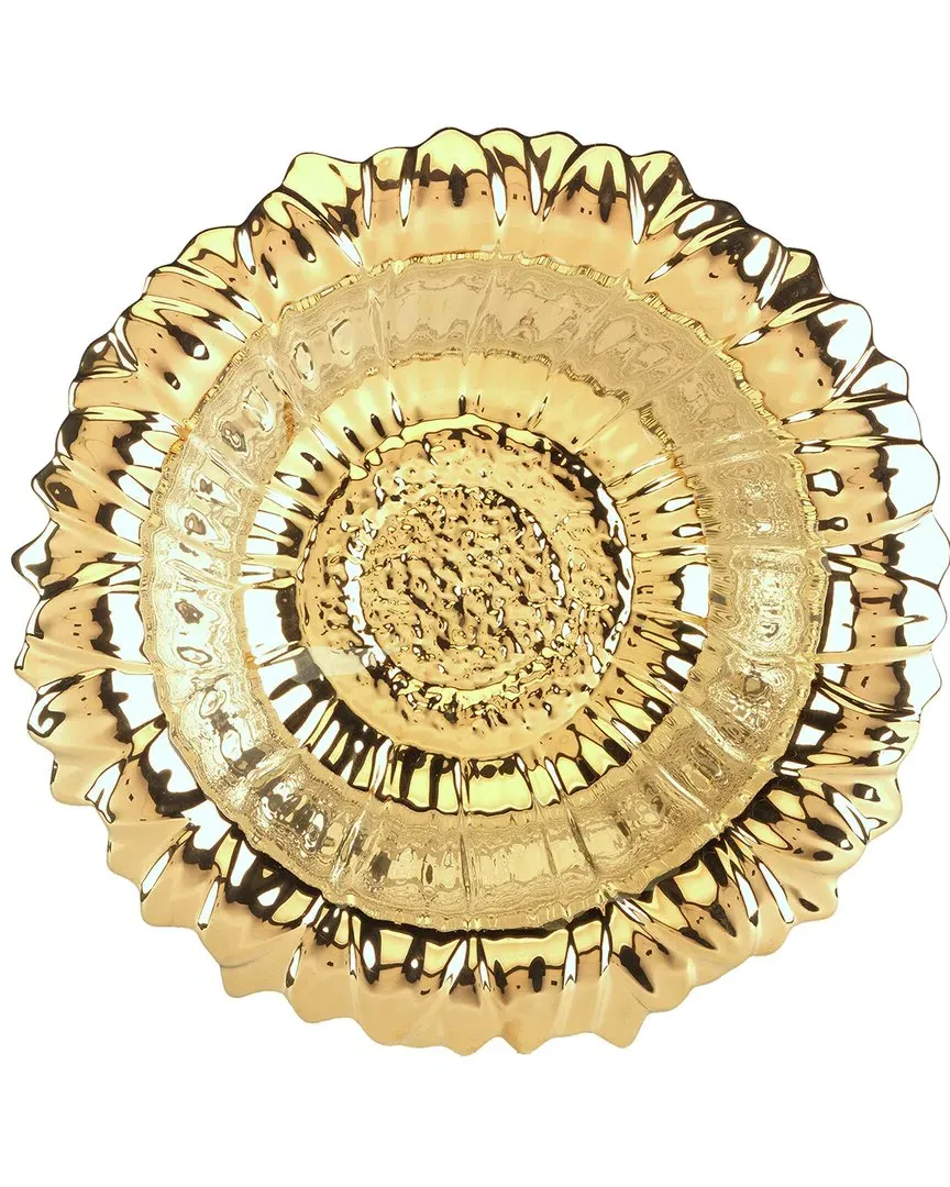 Gold Coast 3D Sunflower Serving Bowl - Gold, Porcelain