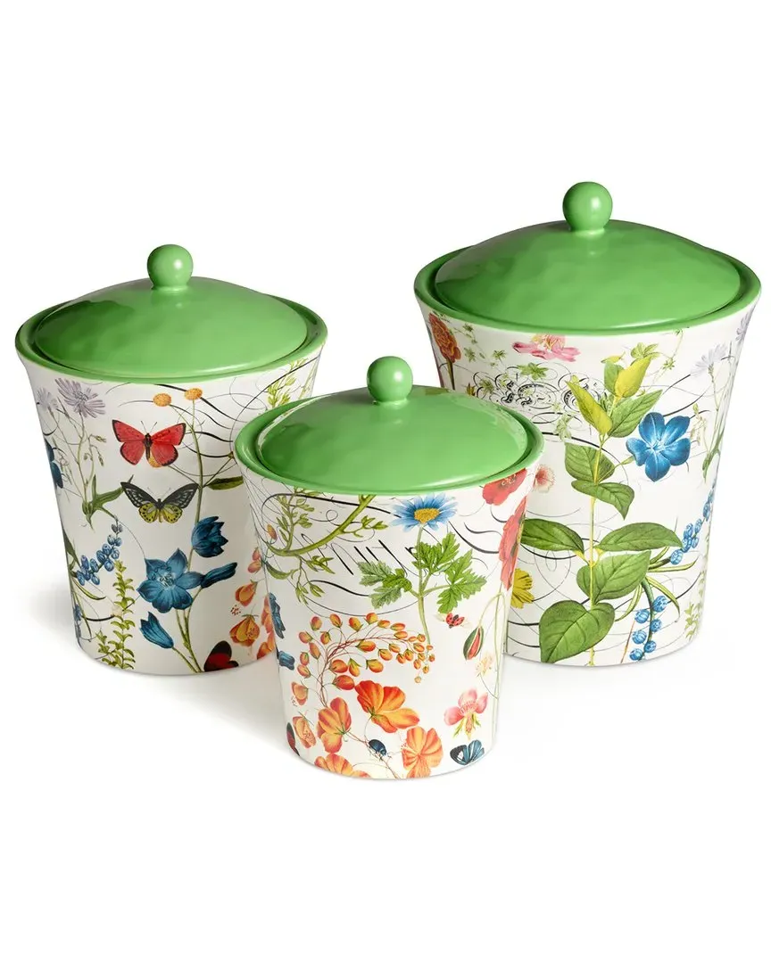 Greenhouse Set of 3 Kitchen Canisters - Multicolor, Ceramic image