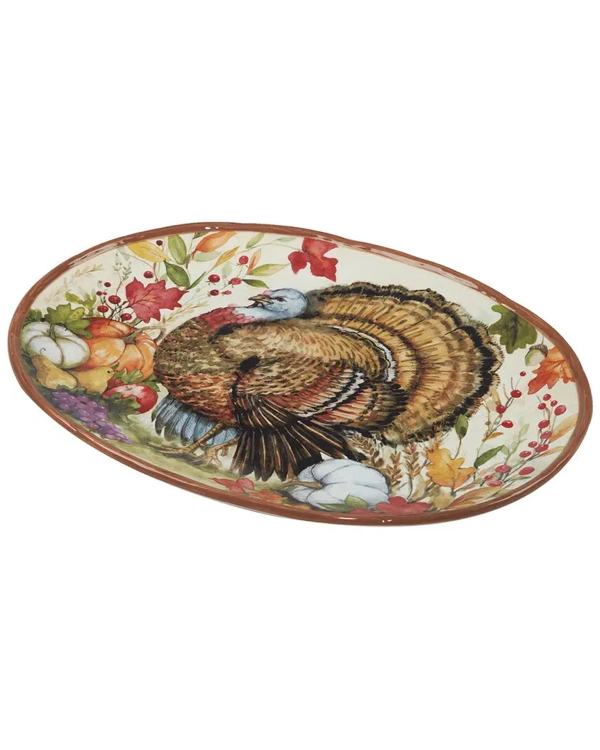 Harvest Blessings Oval Turkey Platter - Multicolor image