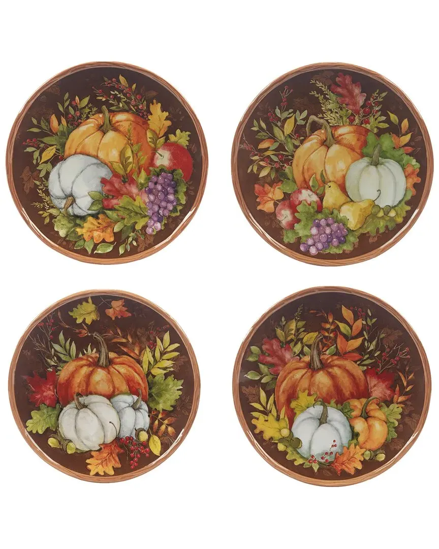 Harvest Blessings Set of 4 Dessert Plates - Multicolor, Ceramic