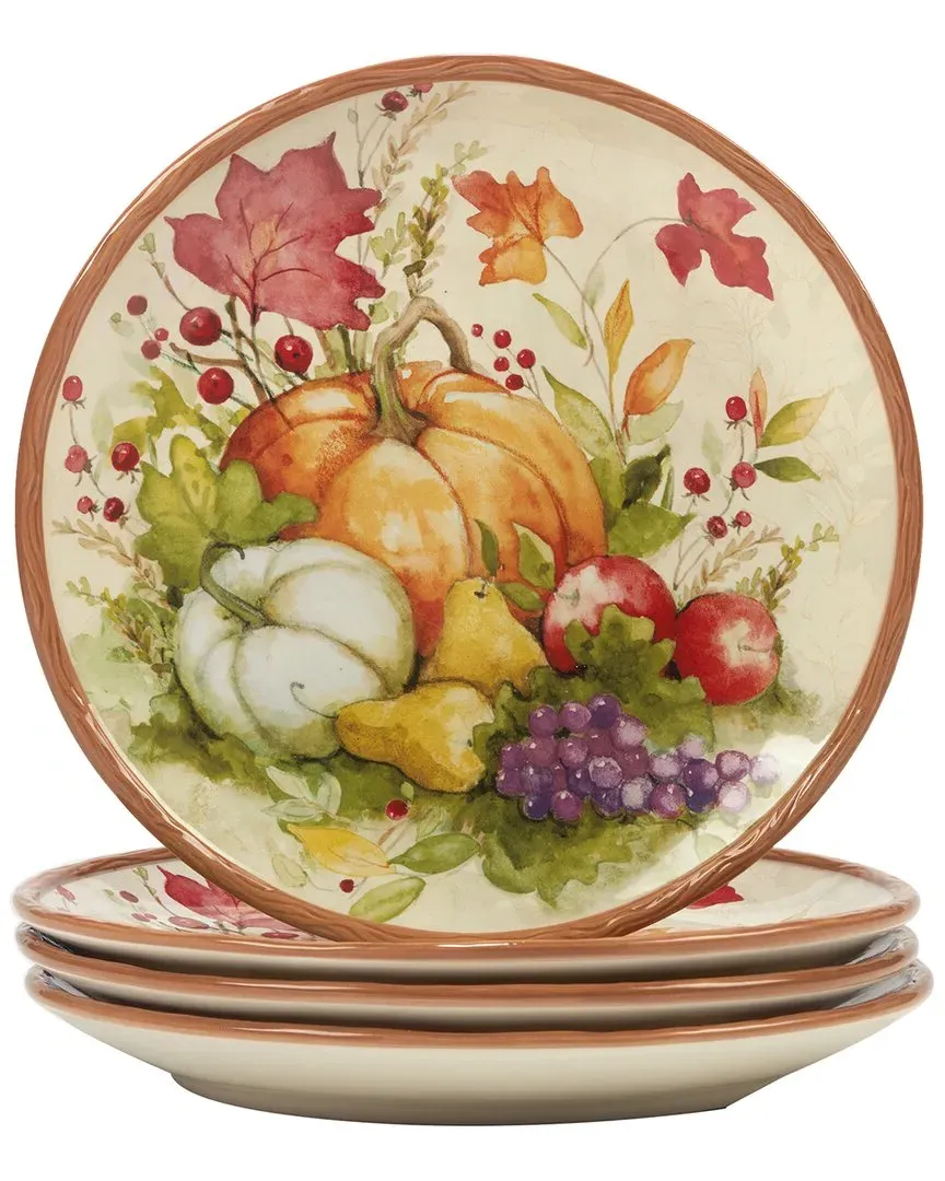 Harvest Blessings Set of 4 Dinner Plates - Multicolor, Ceramic