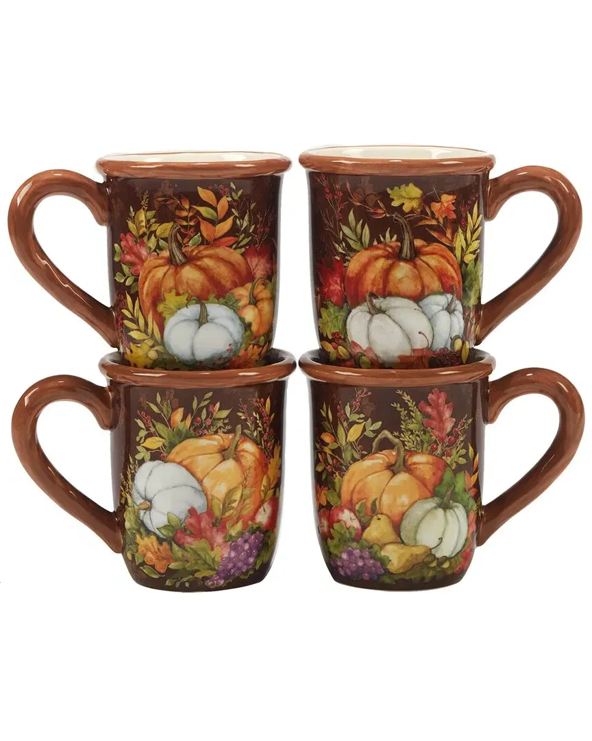 Harvest Blessings Set of 4 Mugs - Multicolor, Ceramic