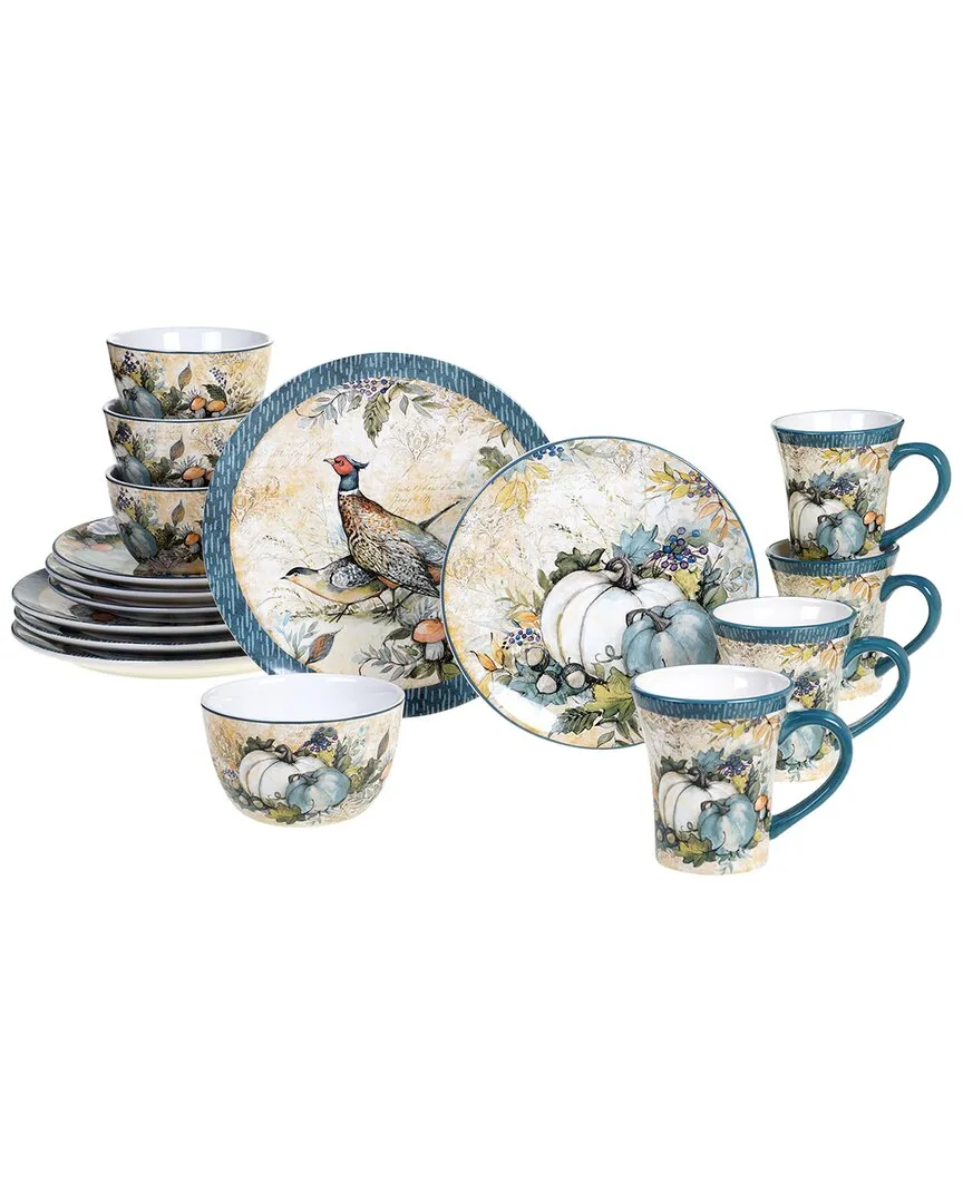 Harvest Gatherings 16pc Dinnerware Set - Blue, Earthenware