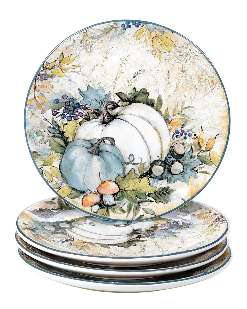 Harvest Gatherings Set of 4 Dessert Plates - Blue, Earthenware image