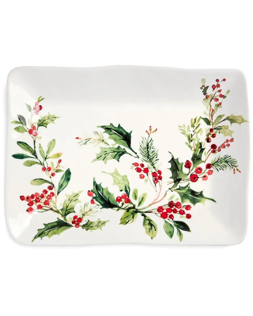 Holly & Vines Rectangular Platter - Multicolor, Stoneware image