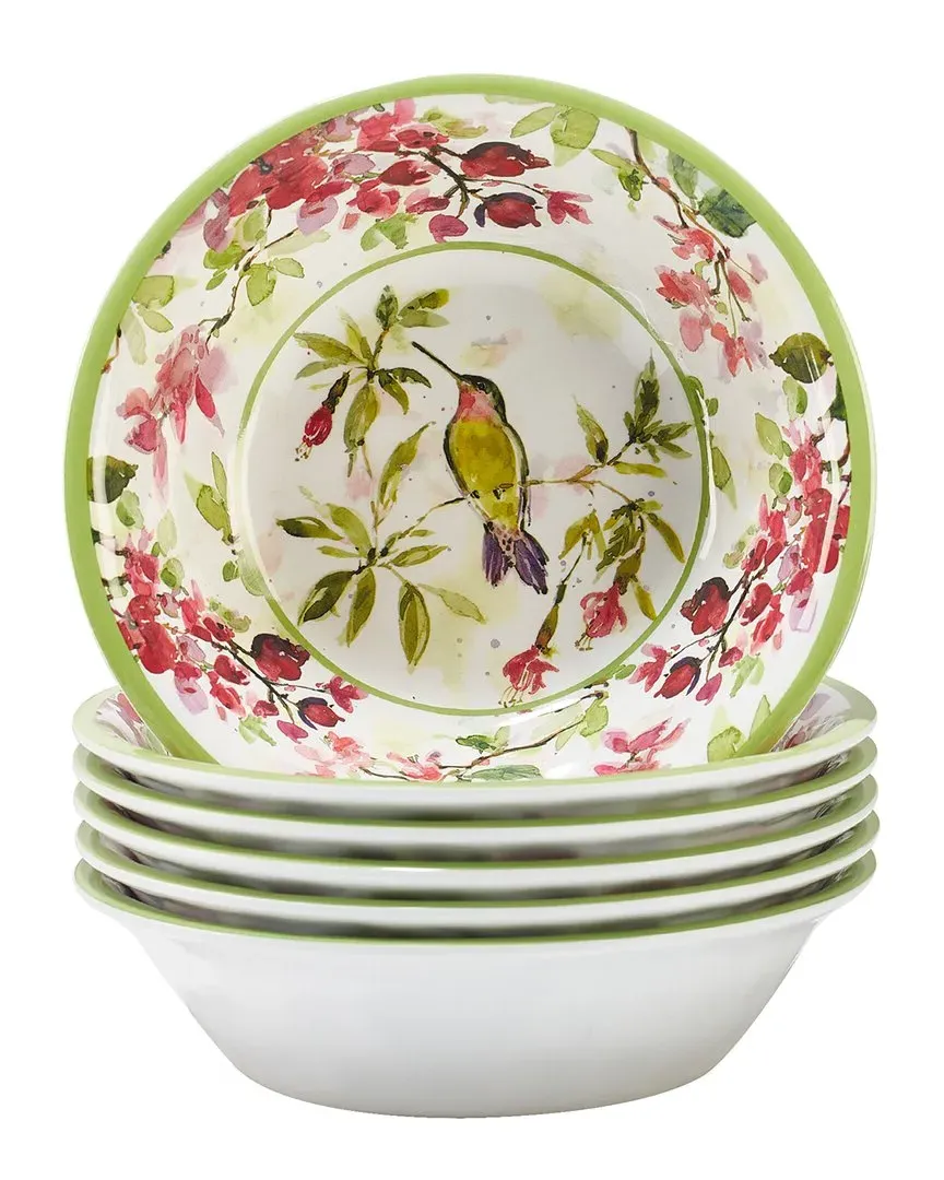 Hummingbirds Melamine All Purpose Bowl Set of 6 - Multicolor image