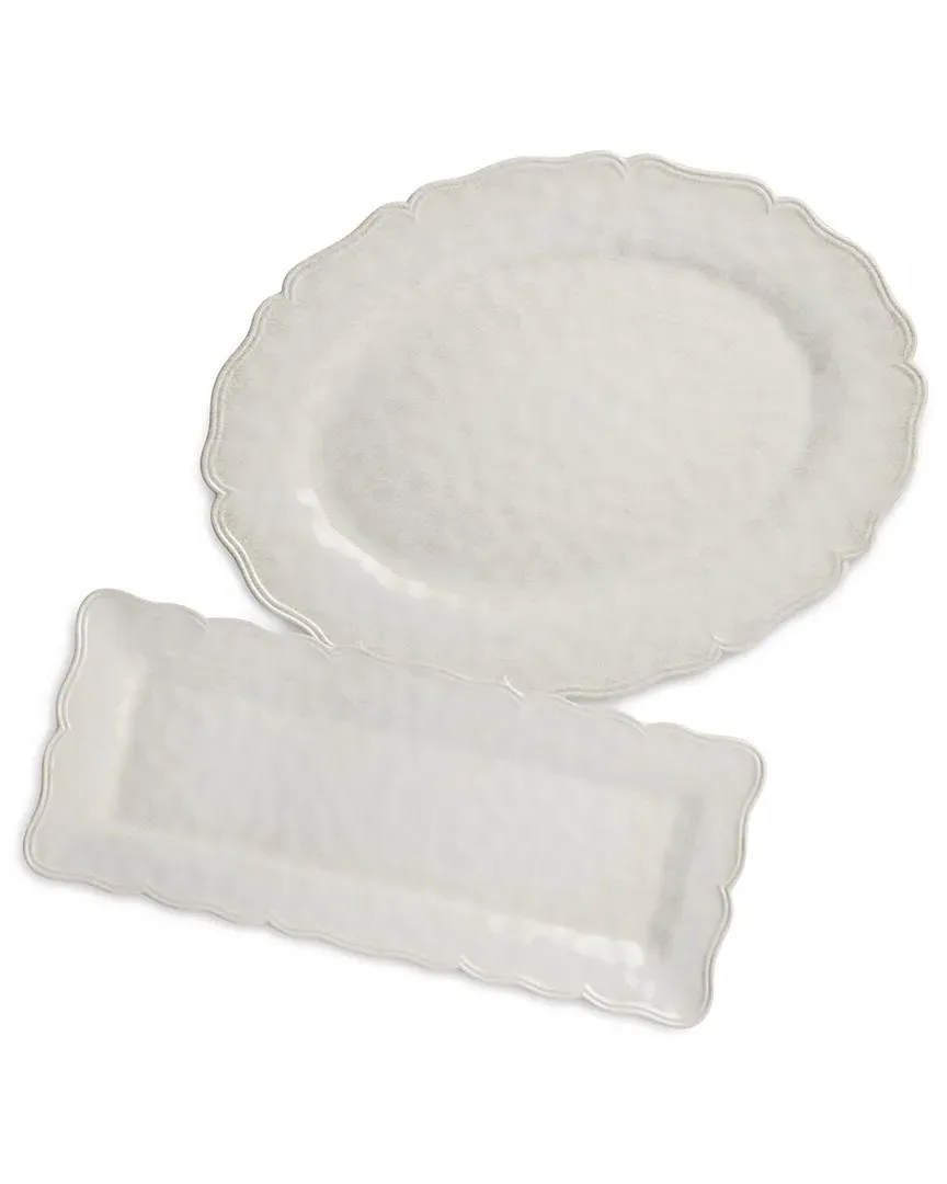 Isabella 2pc Melamine Platter Set - Cream