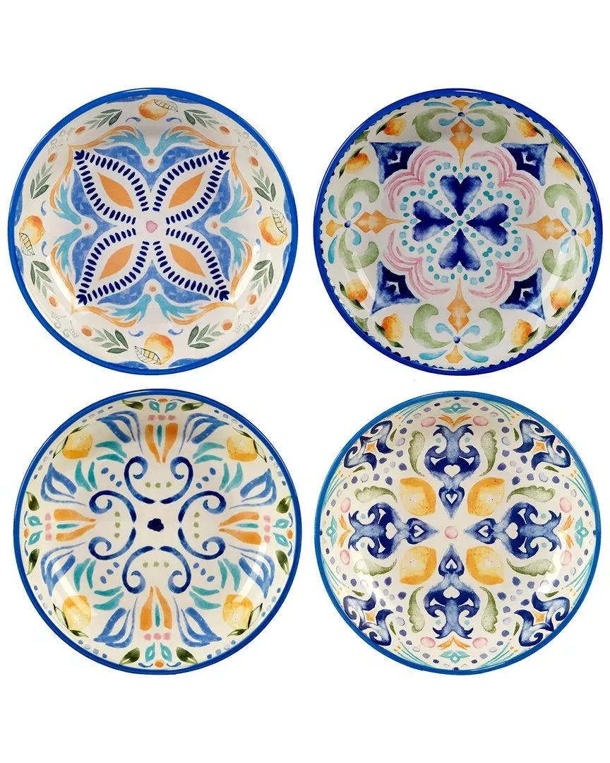 Lemonade Soup/Pasta Bowls Set of 4 - Blue, Earthenware image