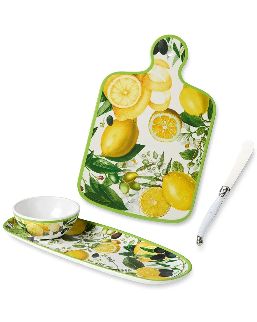 Limone Cheese Plate & Oval Tray with Dip Bowl Set - Melamine image