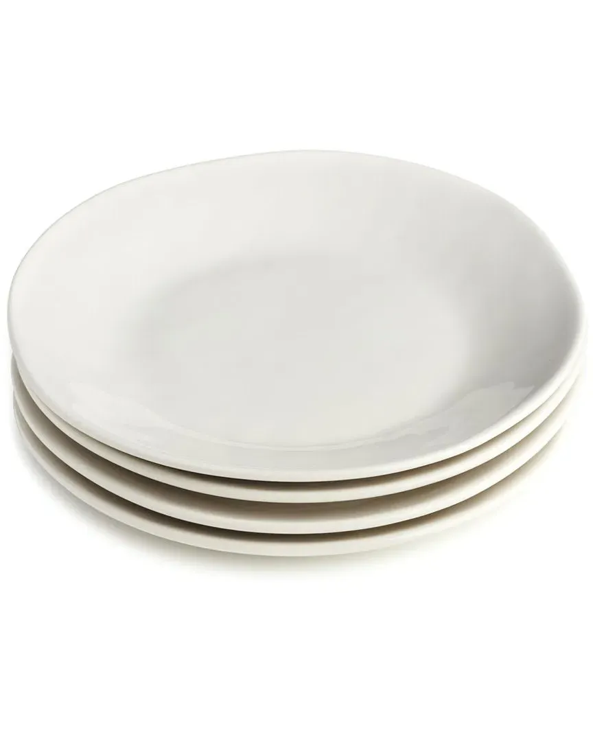 Linen Set of 4 Salad Plates - Cream, Stoneware