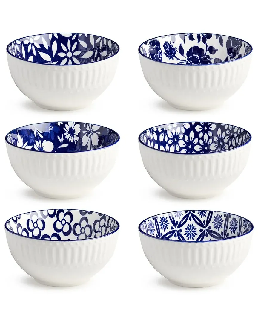 Madison Set of 6 All Purpose Bowls - Blue, Porcelain