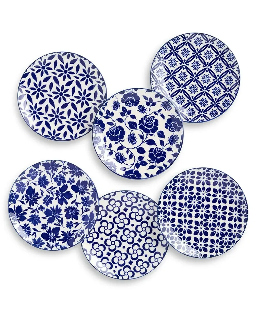 Madison Set of 6 Canape Plates - Blue, Porcelain