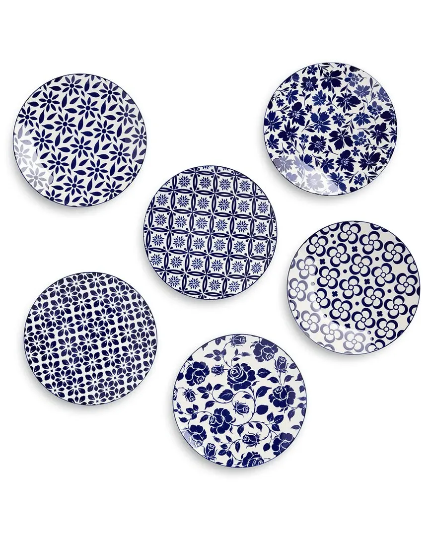 Madison Set of 6 Dinner Plates - Blue, Porcelain