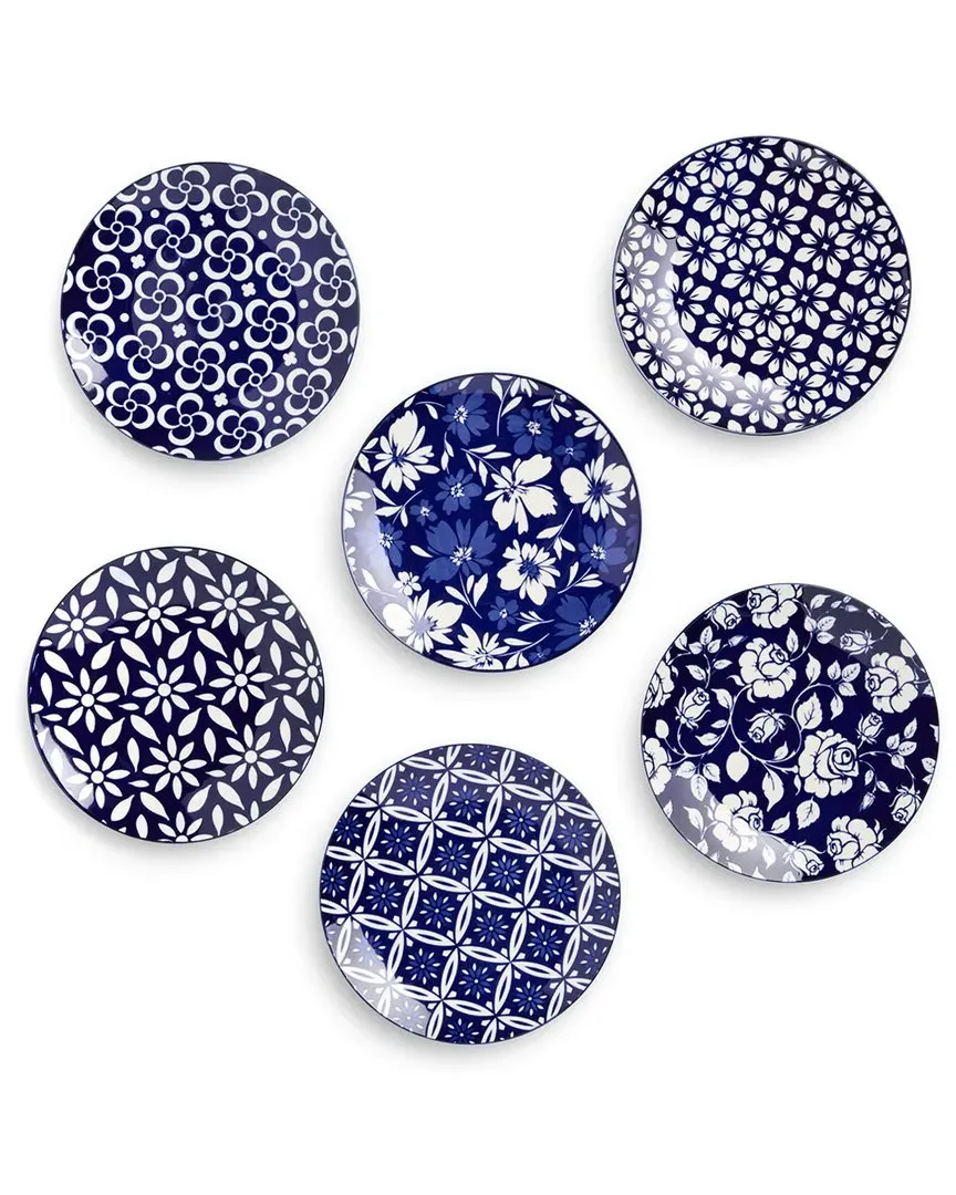 Madison Set of 6 Salad Plates - Blue, Porcelain