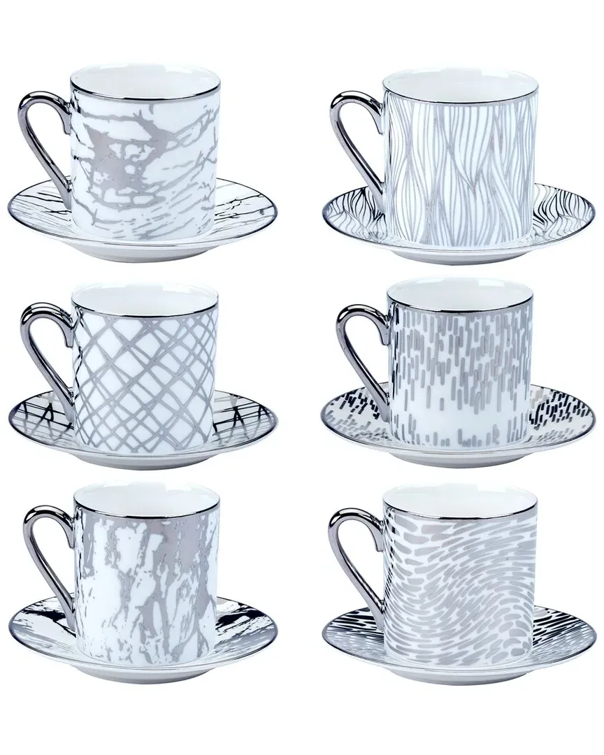 Matrix Espresso Cup & Saucer - Silver, Porcelain