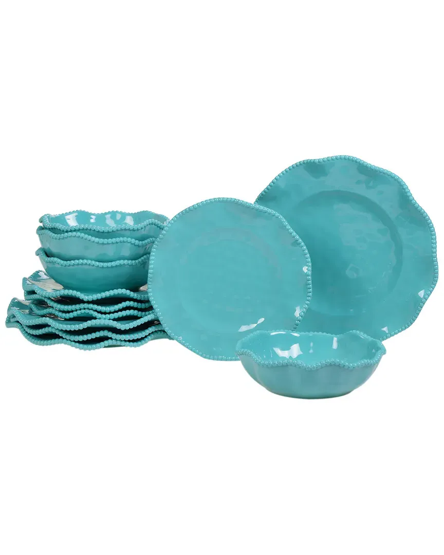 Melamine Perlette 12pc Dinnerware Set - Teal