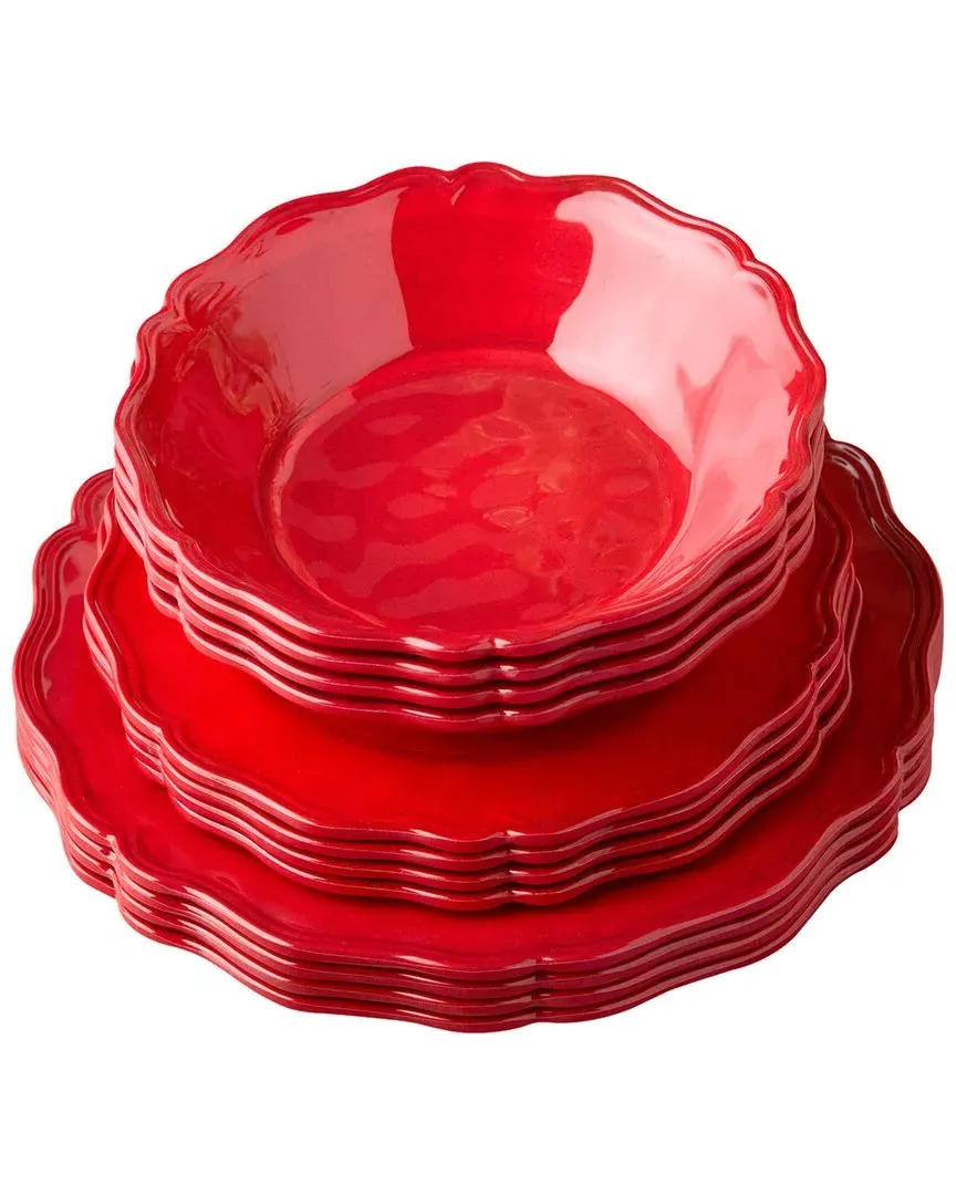 Melamine Red 12pc Dinnerware Set