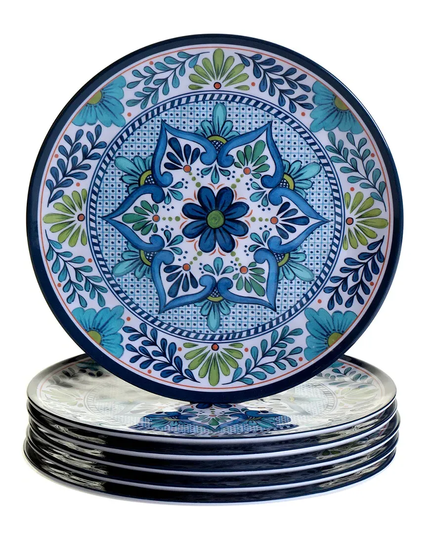 Melamine Talavera Set of 6 Dinner Plates - Multi