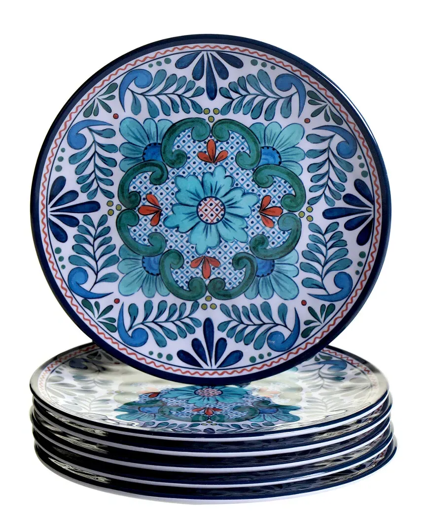 Melamine Talavera Set of 6 Salad Plates - Multi