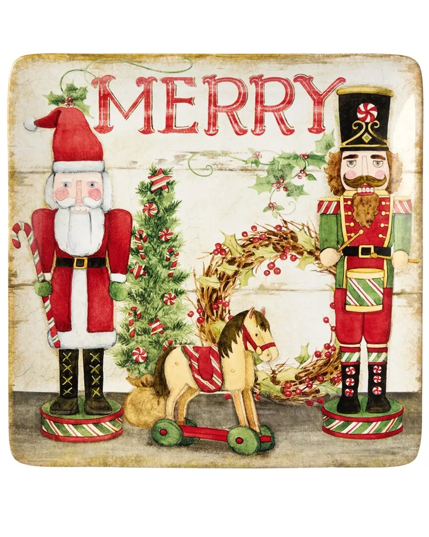 Nutcracker Parade Set of 4 Dinner Plates - Multicolor, Ceramic