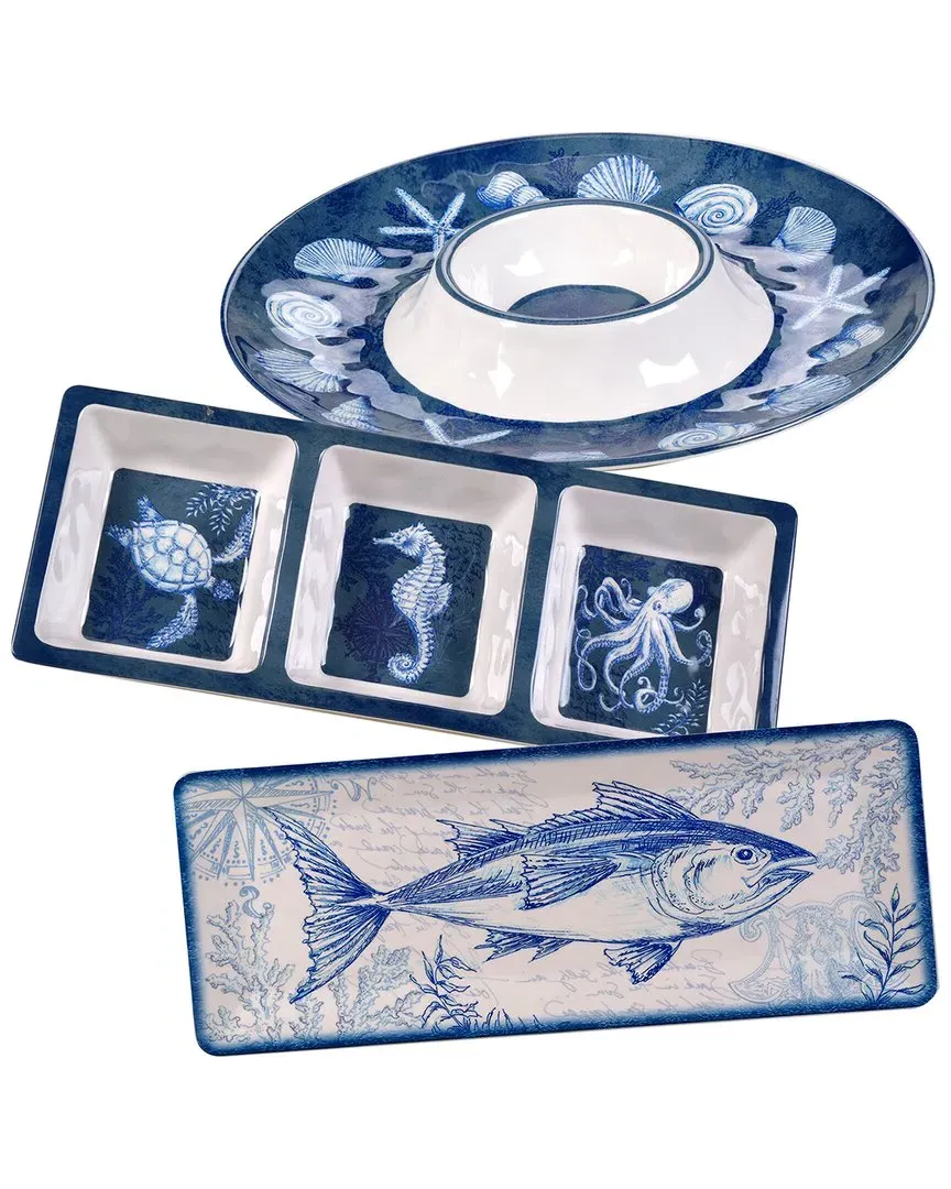 Oceanic 3pc Melamine Hostess Set - Multicolor