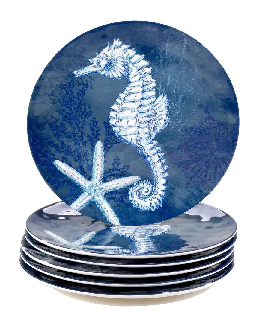 Oceanic Set of 6 Melamine Dinner Plates - Multicolor