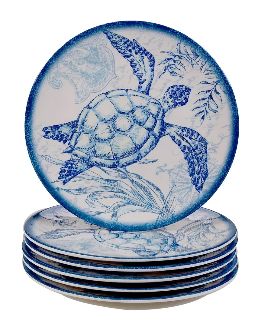 Oceanic Set of 6 Melamine Salad Plates - Multicolor