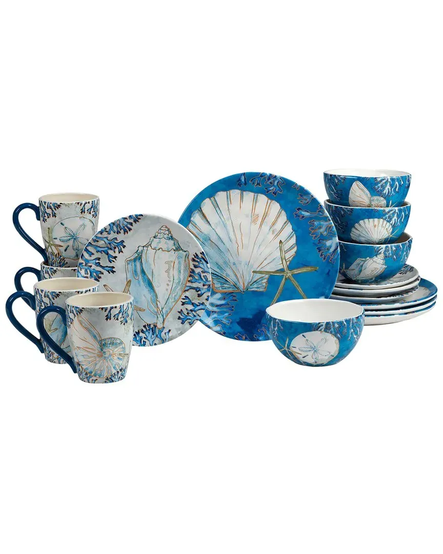 Playa Shells 16-Piece Dinnerware Set - Earthenware