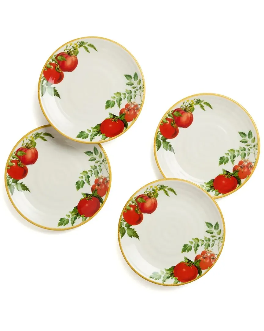 Pomodoro Set of 4 Canape Plates - Red White Green, Stoneware image