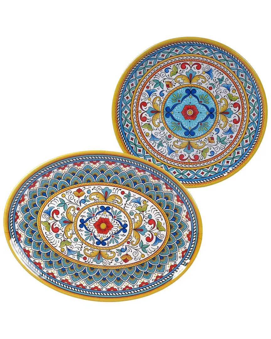 Portofino 2pc Melamine Platter Set - Multicolor