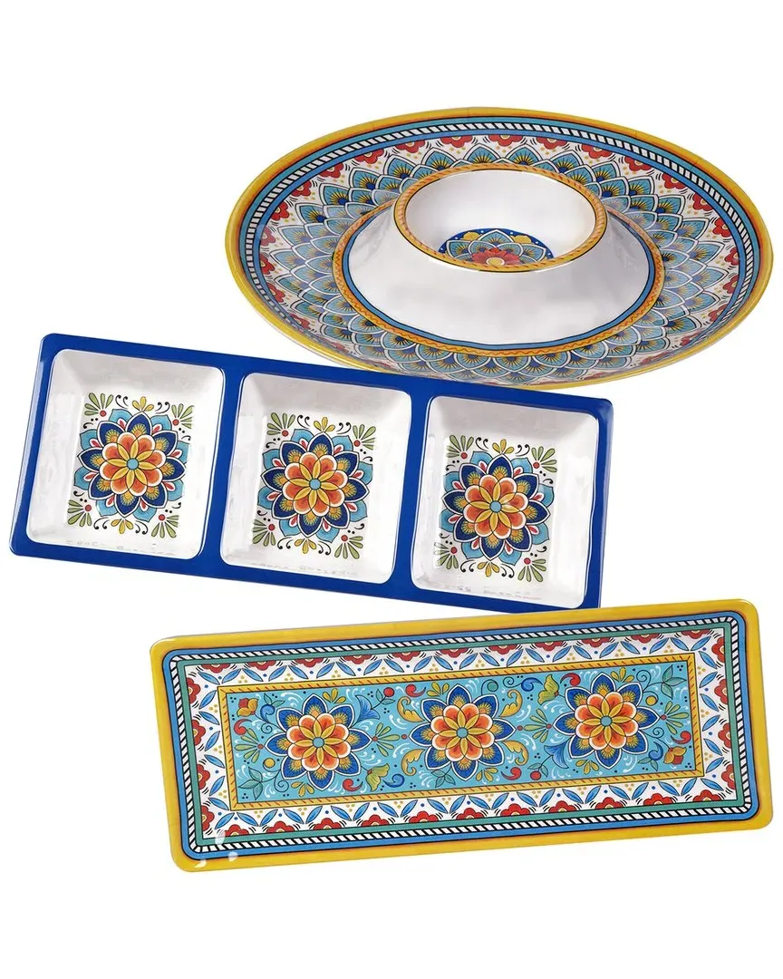 Portofino 3pc Melamine Hostess Set - Multicolor